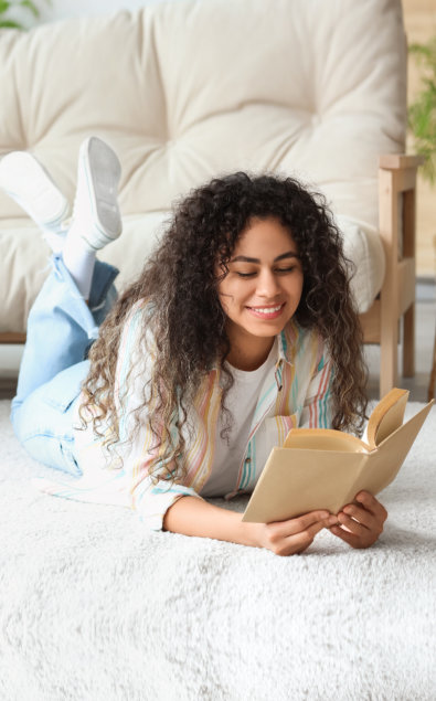 woman reading a book